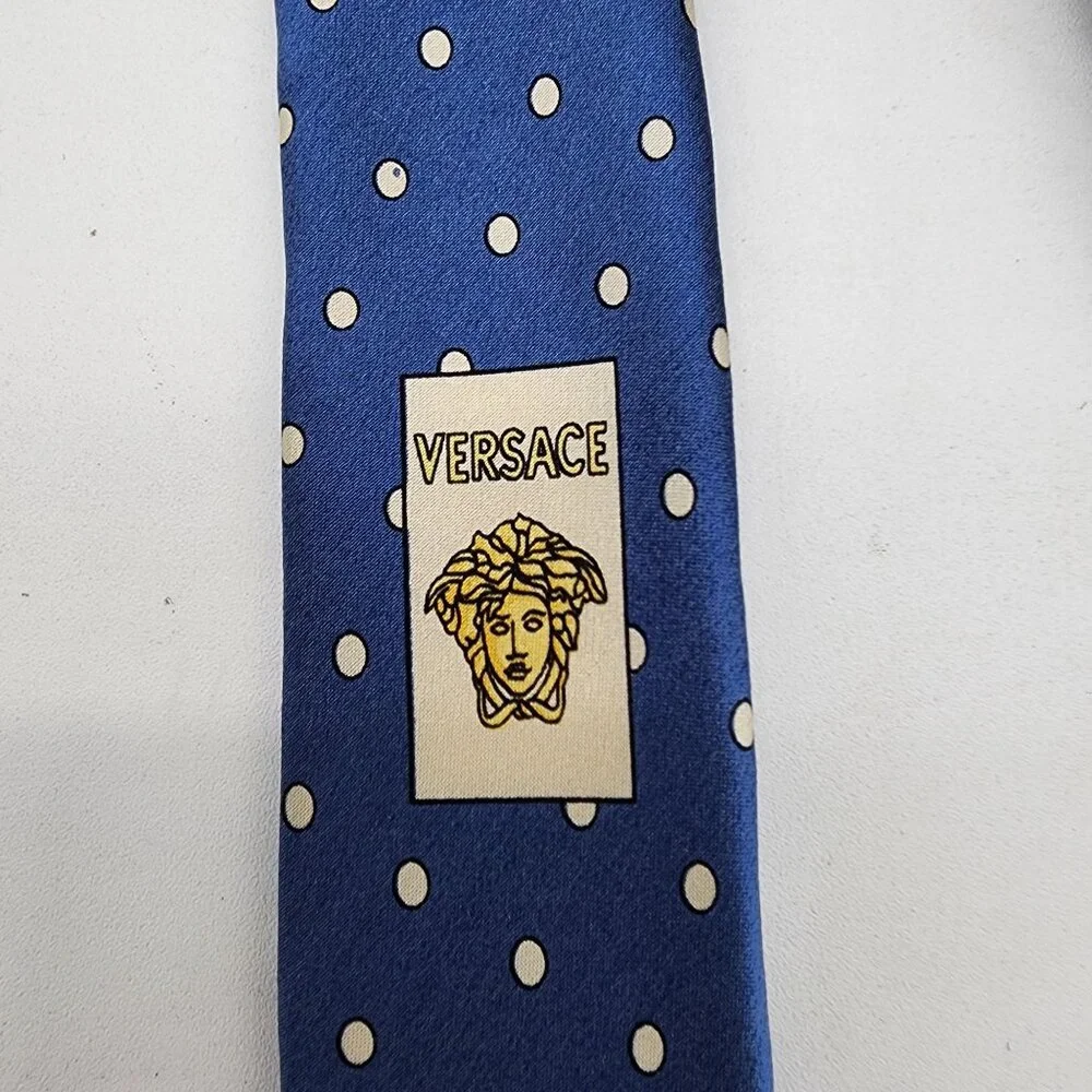 Gianni Versace 100% Silk Tie Blue